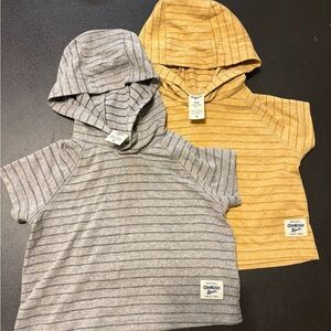 OshKosh B'gosh Striped Hooded Tops - Gray and Gold